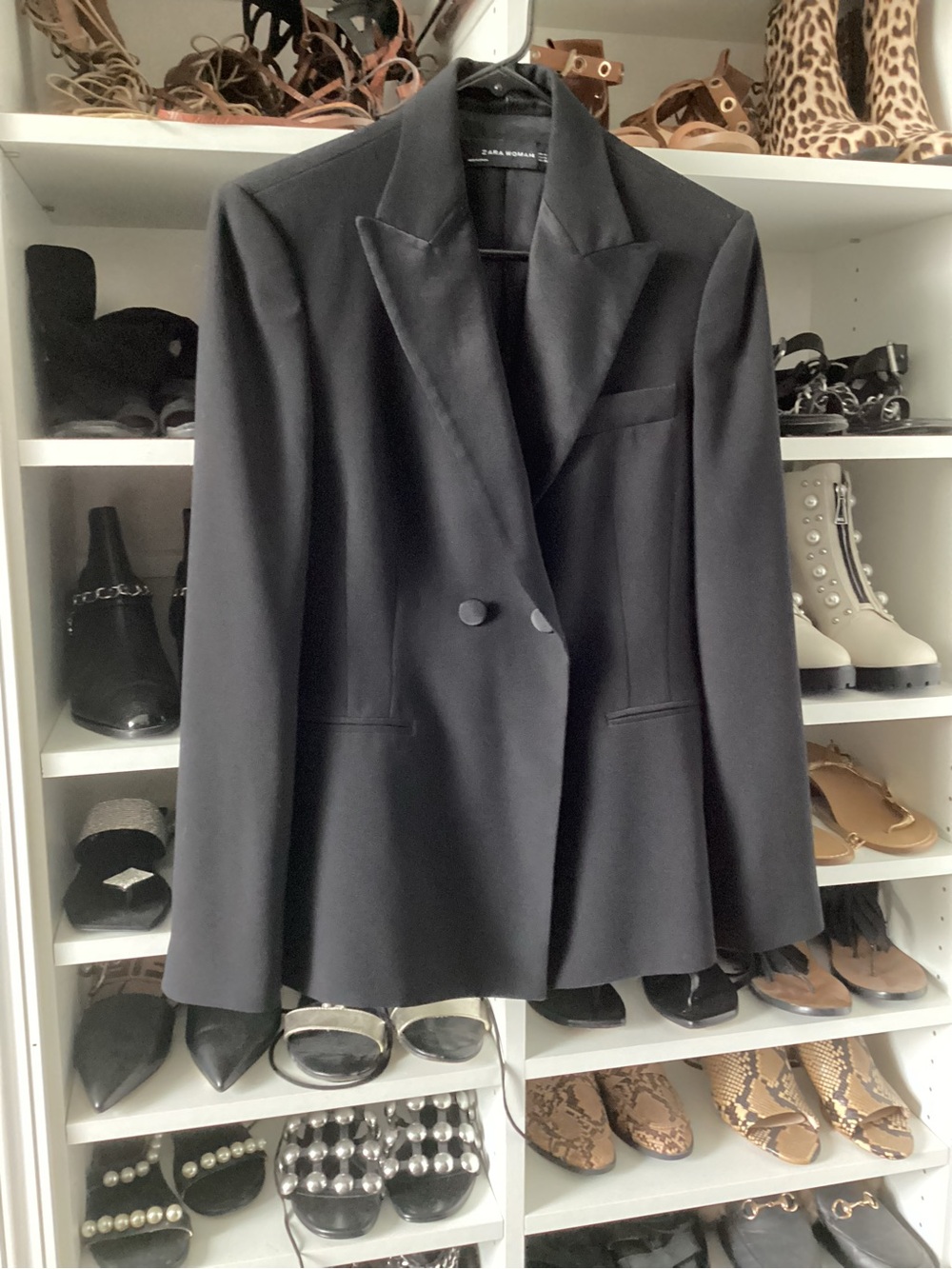 Zara Black Double-Breasted Tailored Blazer